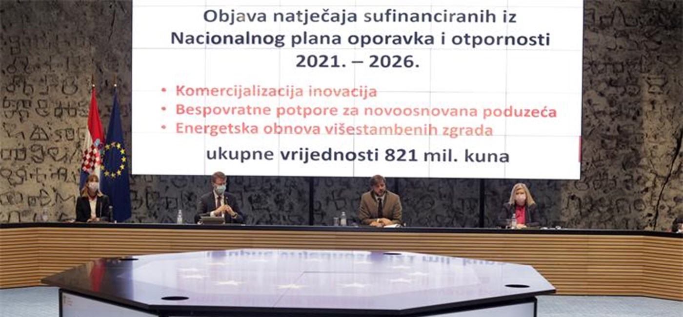 Predstavljena tri natječaja financirana iz NPOO-a, ukupne vrijednosti 821 milijun kuna